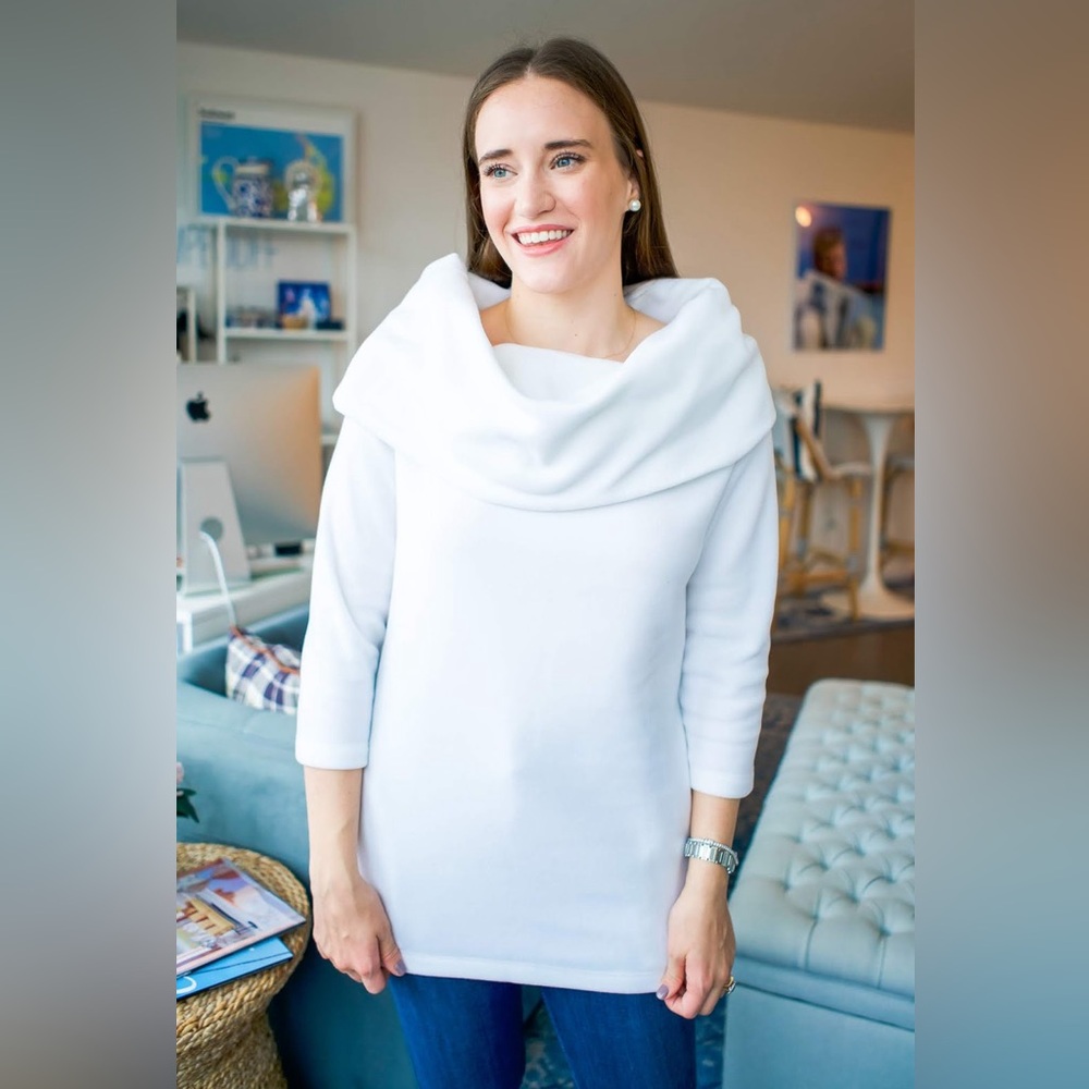Dudley Stephens White Cowl Neck Fleece